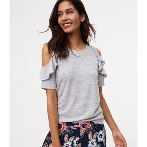 Loft Petite Ruffle Cold Shoulder Tee